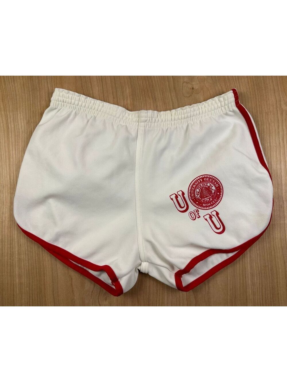 Vintage 70s University of Utah track shorts 26 athletic dolphin contrast stripe